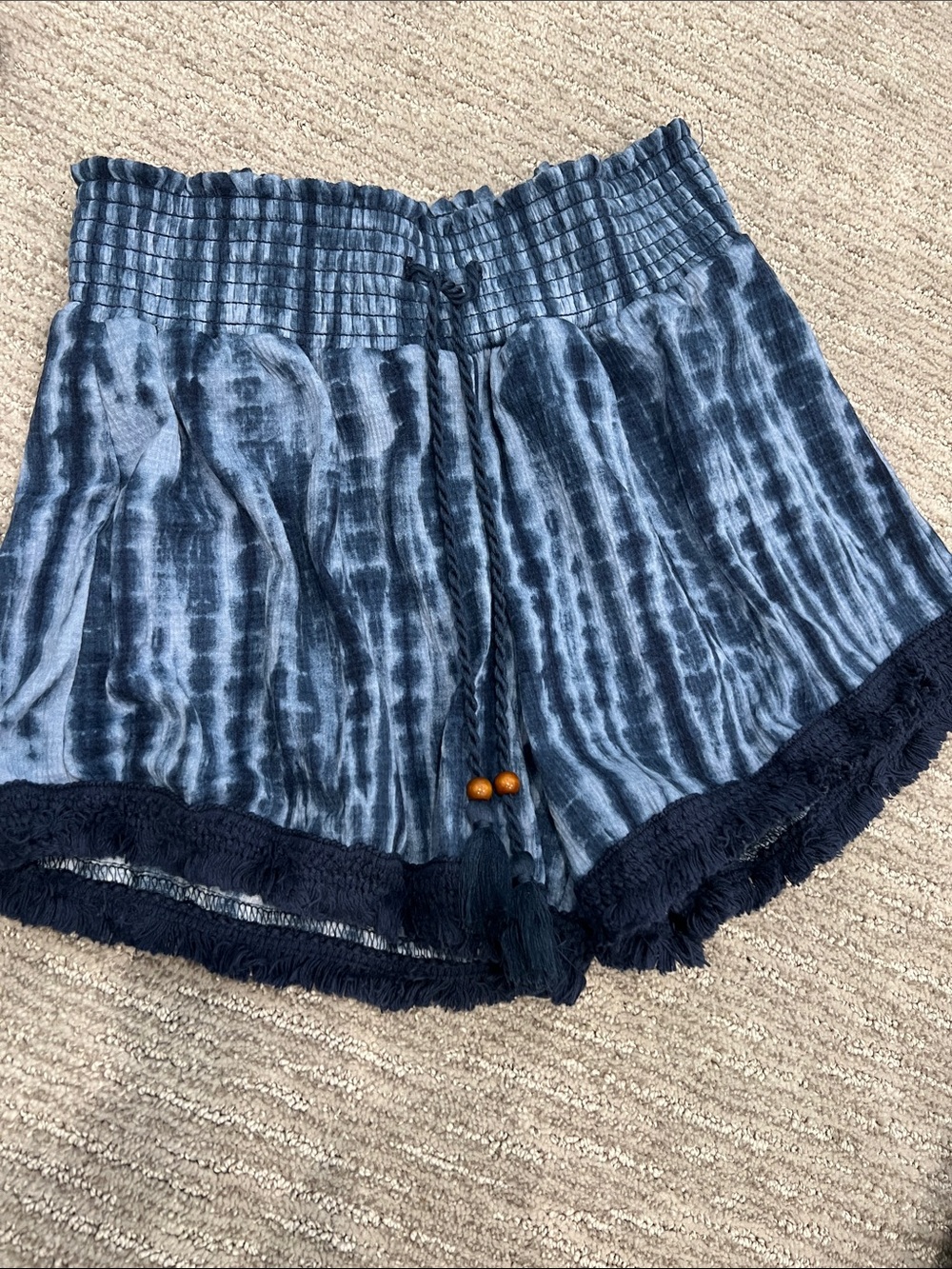 No Boundaries Navy Blue Tie-Dye High Waist Pull-On Shorts